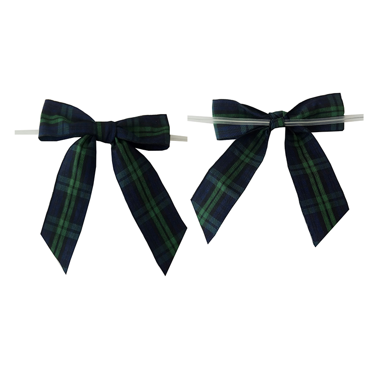 Wholesale promotional 3 inch tartan gingham plaid check ribbon bows for decoration