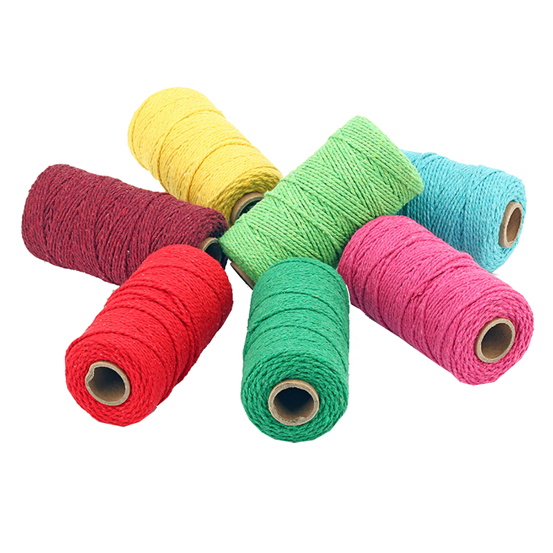 Natural braided cotton rope,dyed color cotton packing twine